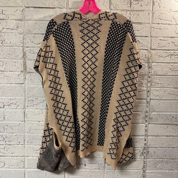 Tribal Draped Open Front Cardigan Pockets One Size - Picture 8 of 8